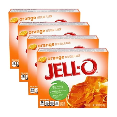 Jell-O Orange Instant Gelatin Mix, 6 oz Box (Pack-4)