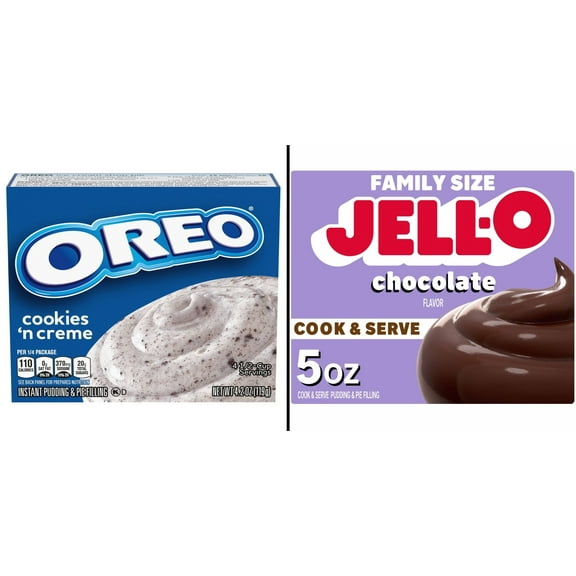 Jell-O Oreo Cookies 'n Creme Instant Pudding Mix 4.2 oz & Jell-O Cook & Serve Chocolate Pudding Mix 5 oz