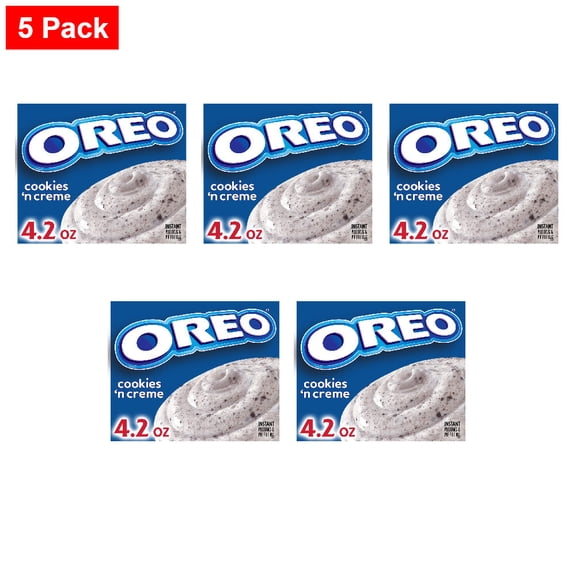 Jell-O Oreo Cookies n Creme Instant Pudding & Pie Filling Mix, Box 4.2 oz - 5 Pack