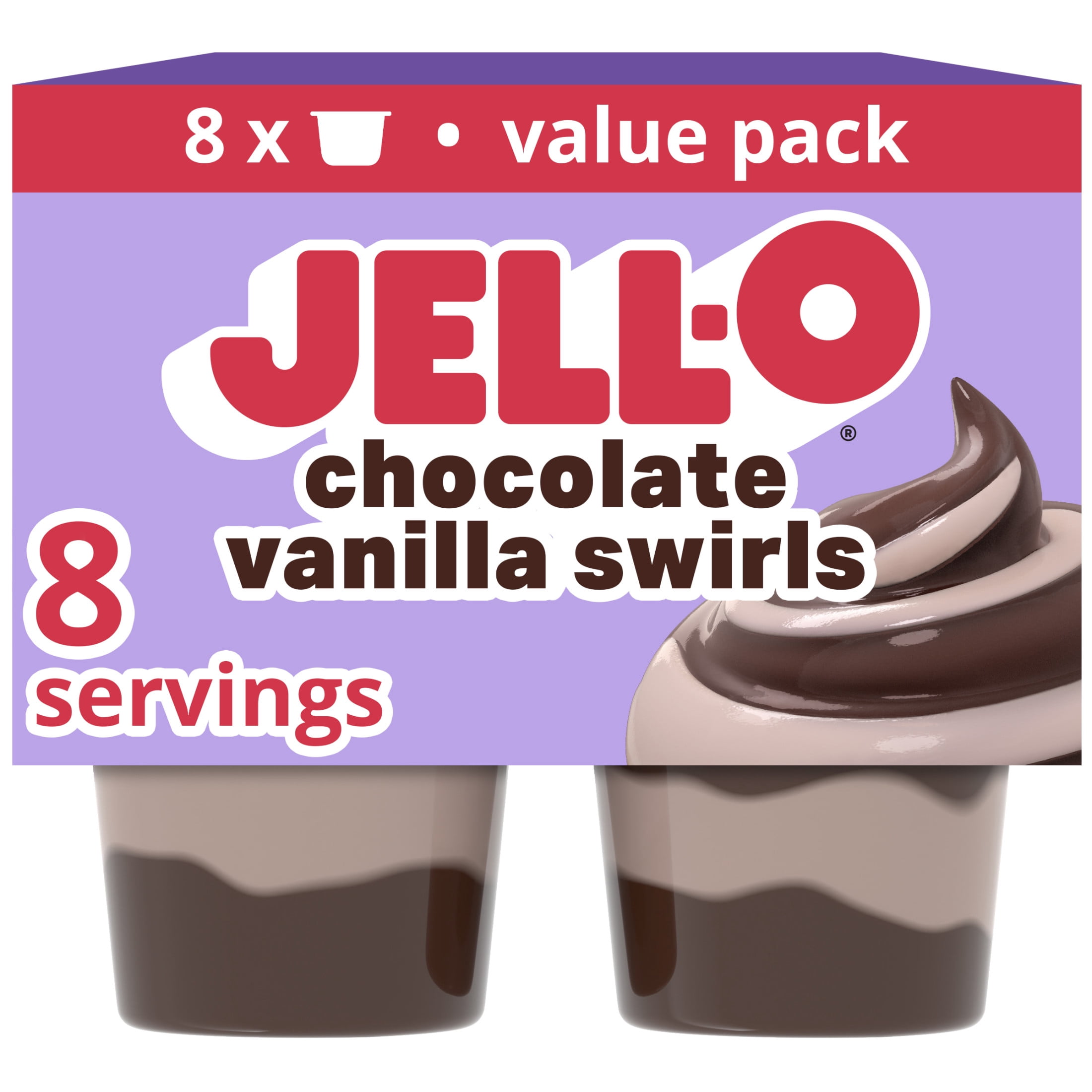 SSクリーム 35g サンプル付き Jell-O Original Multipack Chocolate Vanilla Swirls Pudding Cups