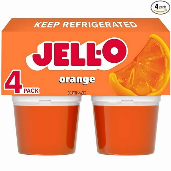 Jell-O Original Orange Artificially Flavored Ready-to-Eat Gelatin Snack Cups, 4 ct Cups