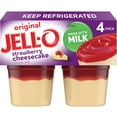 JellO Original Strawberry Cheesecake Pudding Cups Snack, 4 Ct Cups