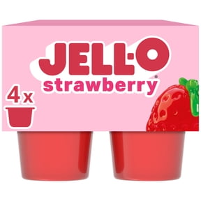 Jell-O Original Strawberry Artificially Flavored Ready-to-Eat Gelatin Snack Cups, 4 Count Cups