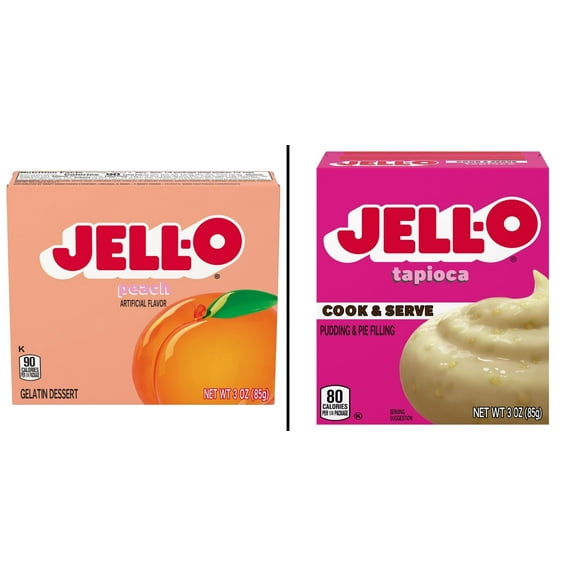 Jell-O Peach Gelatin Dessert Mix 3 oz & Jell-O Cook & Serve Tapioca Pudding Mix 3 oz