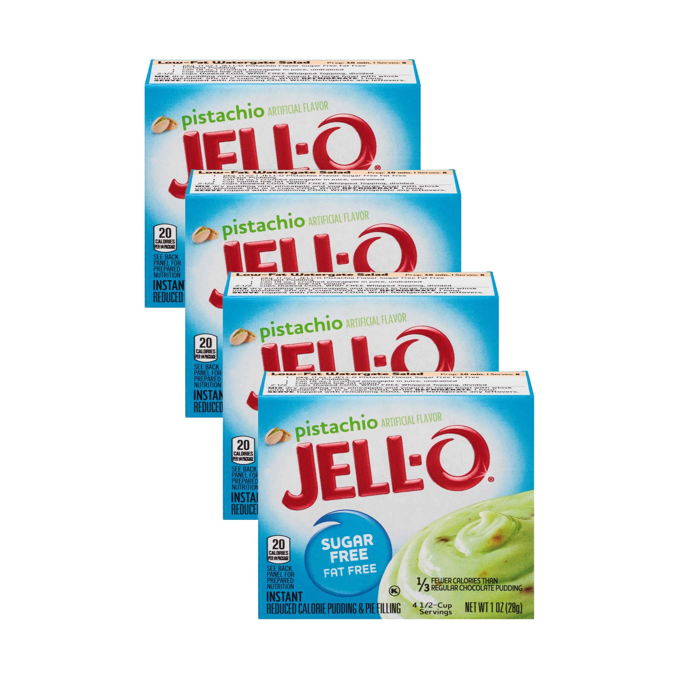 JellO Pistachio Flavor Sugar Free Pudding & Pie Filling (4Pack)