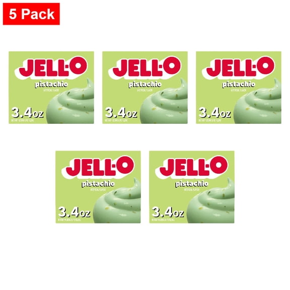 Jell-O Pistachio Instant Pudding & Pie Filling Mix, Sweet Treat Dessert 3.4 oz - 5 Pack