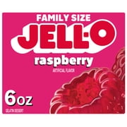 Jell-O Raspberry Gelatin Dessert Mix, Family Size, 6 oz Box