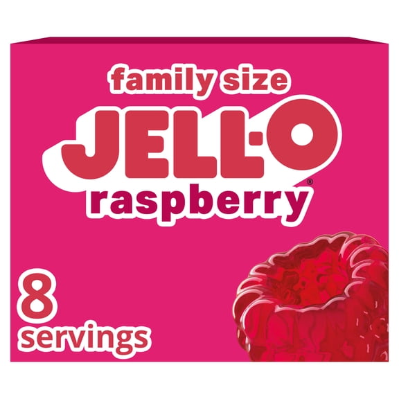 Jell-O Raspberry Gelatin Dessert Mix, Family Size, 6 oz Box