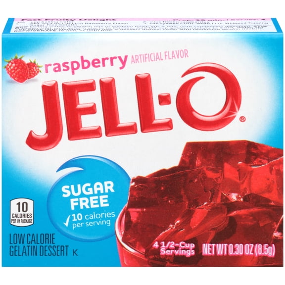 Jell-O Raspberry Sugar Free Gelatin Mix 0.3 oz Box (Pack of 6)