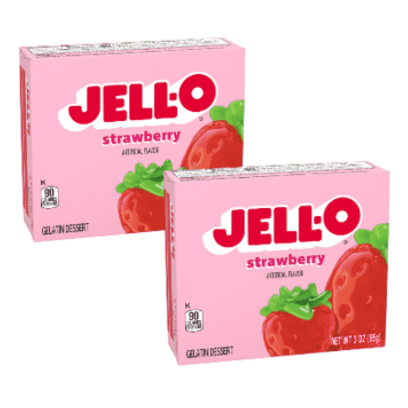 Jell-O Strawberry Artificially Flavored Gelatin Dessert Mix, 3 oz Box - Pack of 2