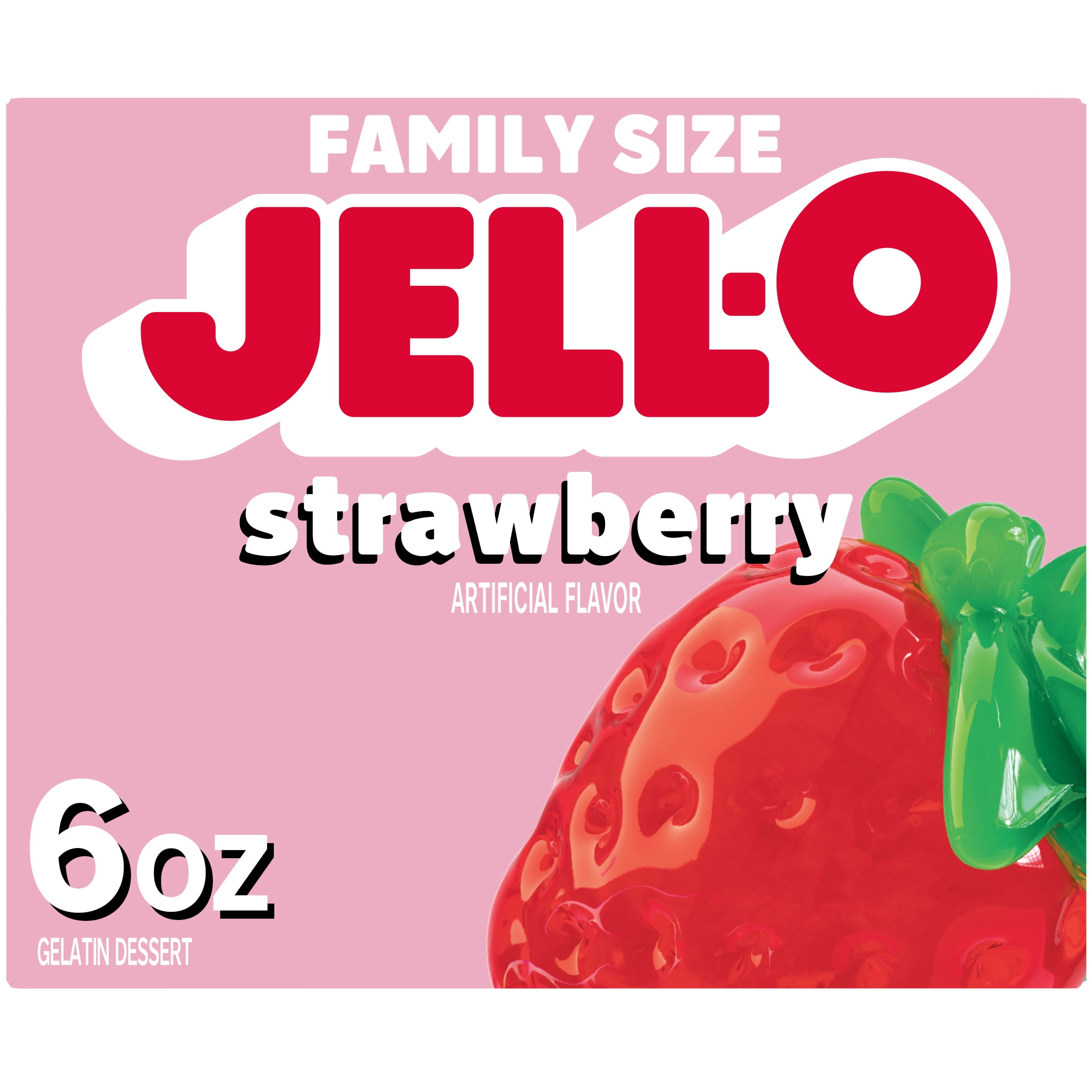 Jell-O Strawberry Artificially Flavored Gelatin Dessert Mix, Family Size, 6  oz Box