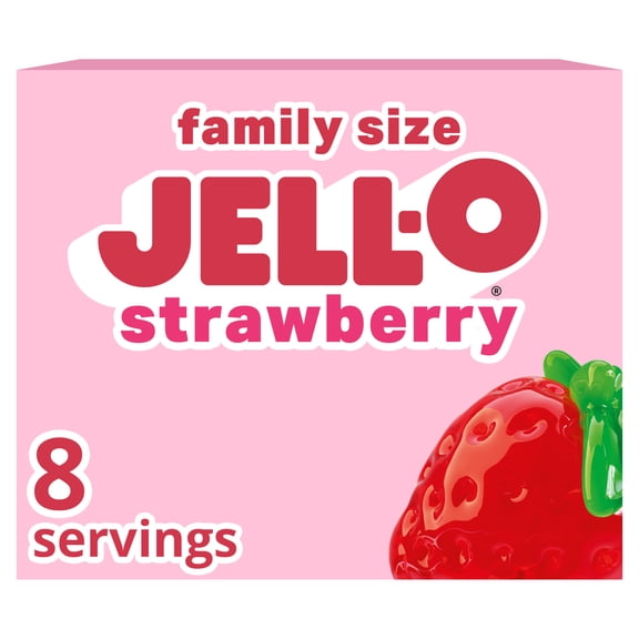 Jell-O Strawberry Gelatin Dessert Mix, Family Size, 6 oz Box