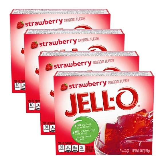 Jell-O Strawberry Instant Gelatin Mix, 6 oz. Box (Pack of 4)