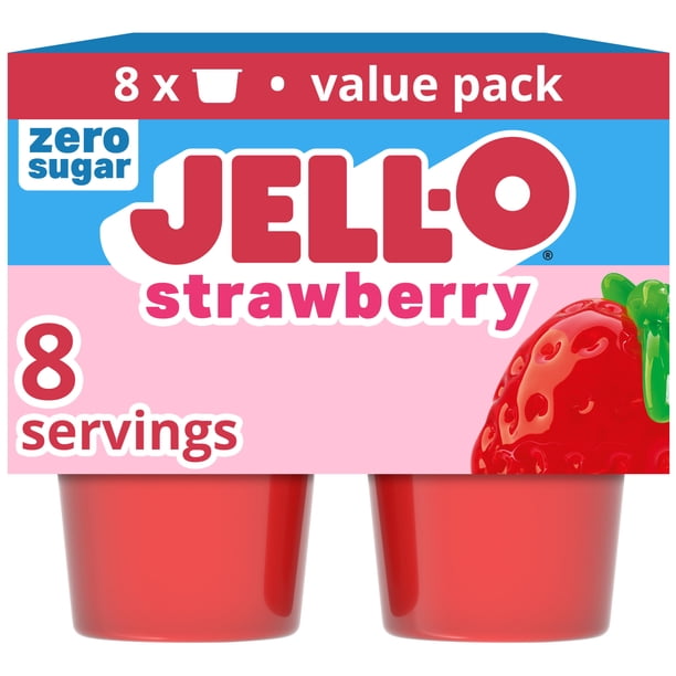 Jell-O Strawberry Zero Sugar | Pudding cups for supermarkets