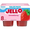 thumbnail image 1 of Jell-O Strawberry Artificially Flavored Zero Sugar Ready-to-Eat Gelatin Snack Cups Family Size Pack, 8 ct Cups, 1 of 13