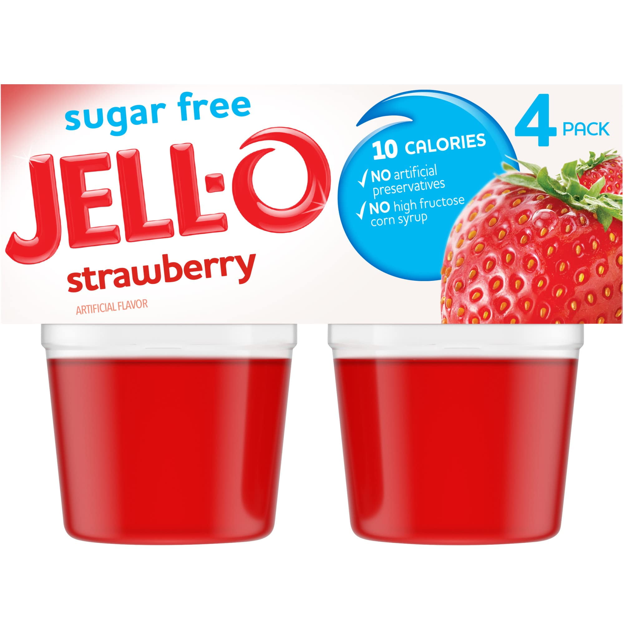 JellO Strawberry Sugar Free Refrigerated Red Jello Cups Gelatin Snack