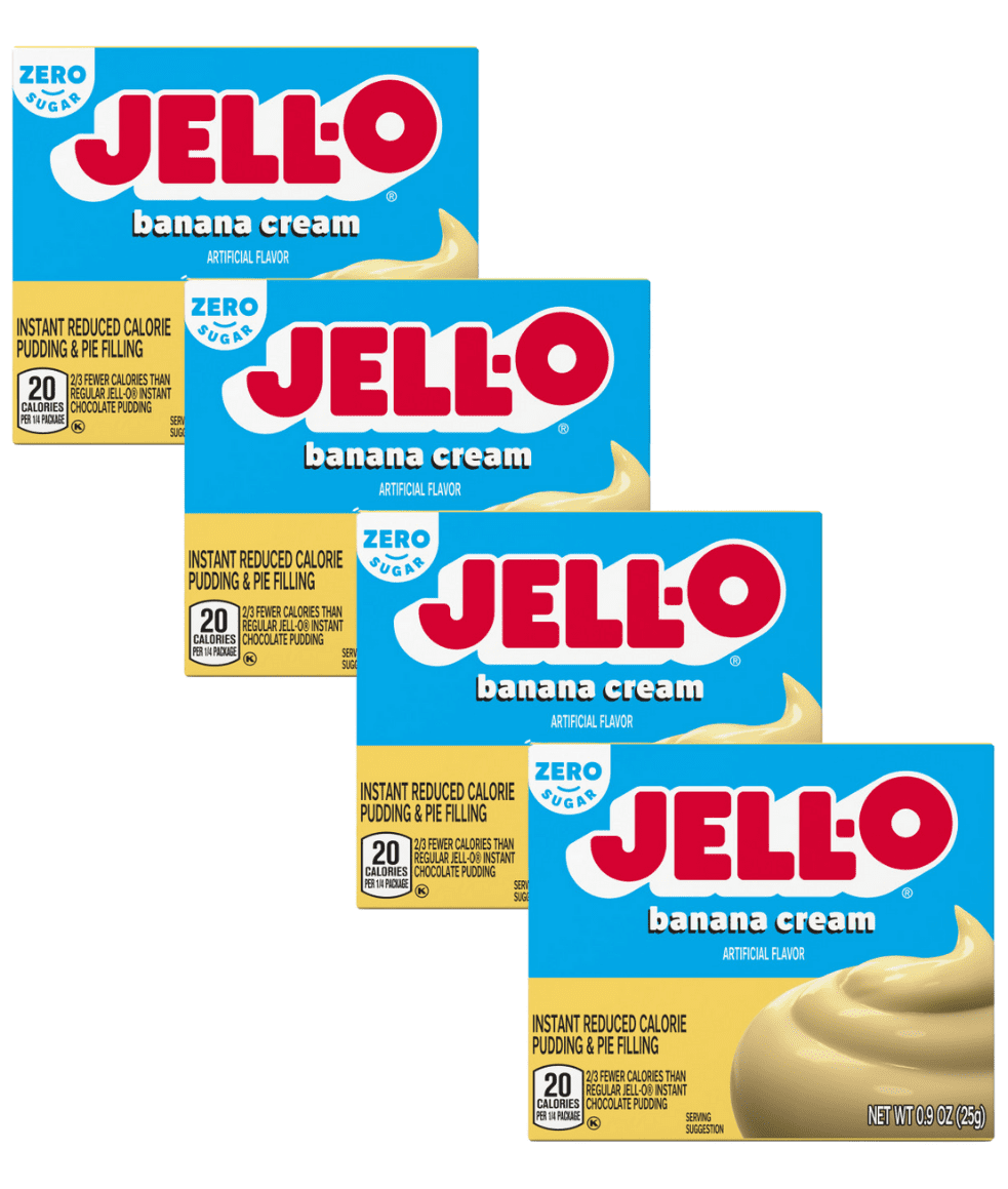 Jell-O Banana Cream Instant Pudding Mix, Sugar Free, 0.9 oz, Pack