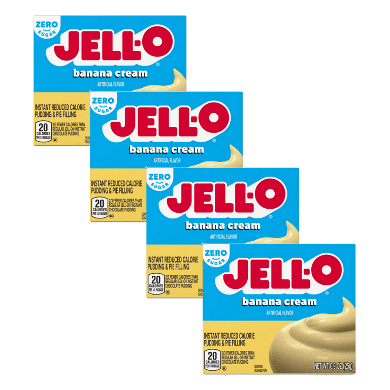 Jell-O Banana Cream Instant Pudding Mix, Sugar Free, 0.9 oz, Pack