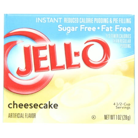 (24 pack) Jell-O Cheesecake Artificially Flavored Zero Sugar Instant Reduced Calorie Pudding & Pie Filling Mix, 1 oz. Box