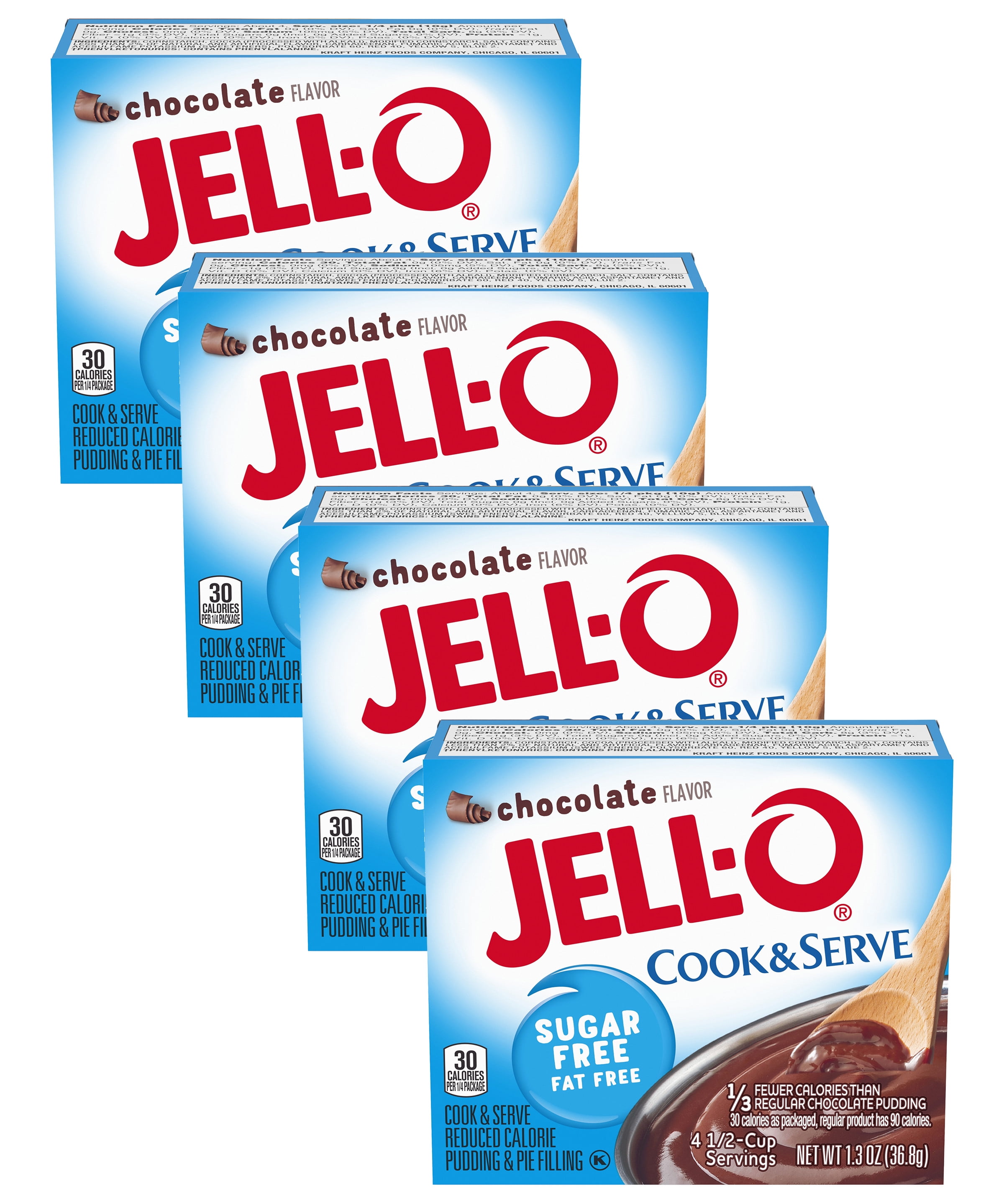 Jell-O Chocolate Cook and Serve Pudding Mix, 1.3 oz, Pack of 4