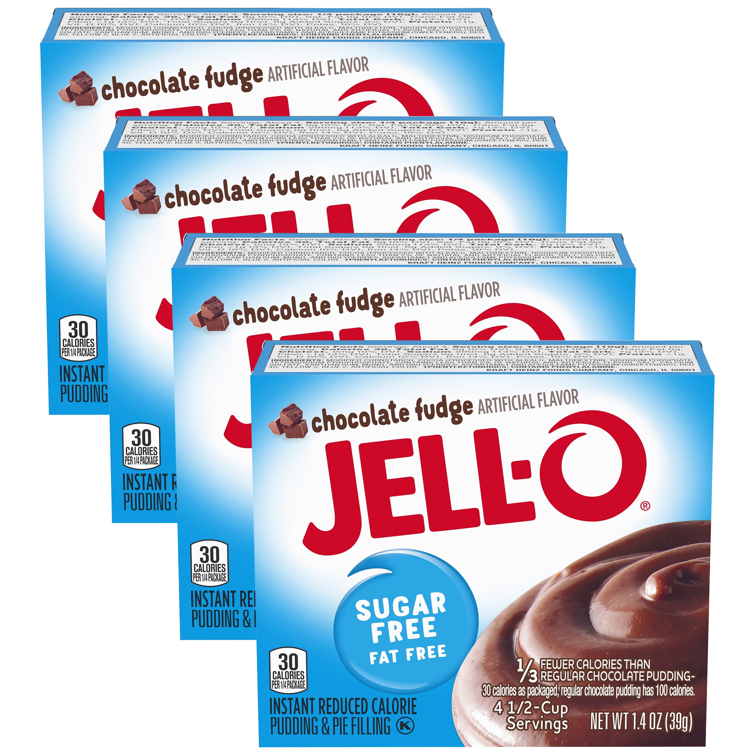 Jell-O Sugar-Free Chocolate Fudge Instant Pudding Mix, 1.4 oz Box