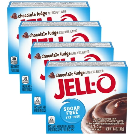 Jell-O Sugar Free Chocolate Fudge Instant Pudding Mix, 1.4 oz Box (Pack - 4)