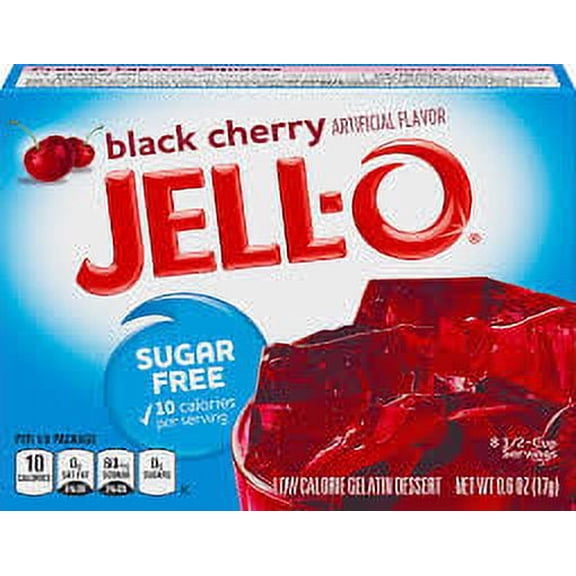 Jell-O Sugar-Free Gelatin Dessert Black Cherry 0.6 oz (Pack of 8)