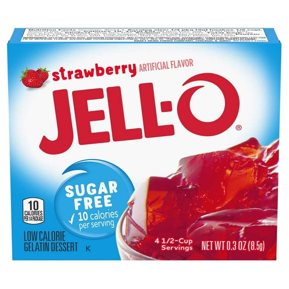Jell-O Sugar Free Gelatin Dessert, Strawberry, 0.3 Ounce Pack of 24-1756499494