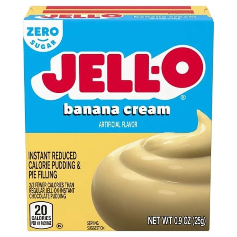 24 pack) Jell-O Banana Cream Zero Sugar Instant Reduced Calorie
