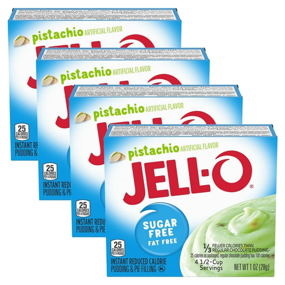 Jell-O Sugar Free Pistachio Instant Pudding Mix, 1 oz Box (Pack-4)