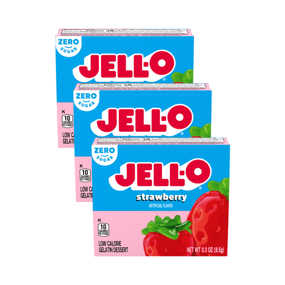 Jell-O Sugar Free Strawberry Gelatin Dessert, 0.3 OZ (Pack - 3)
