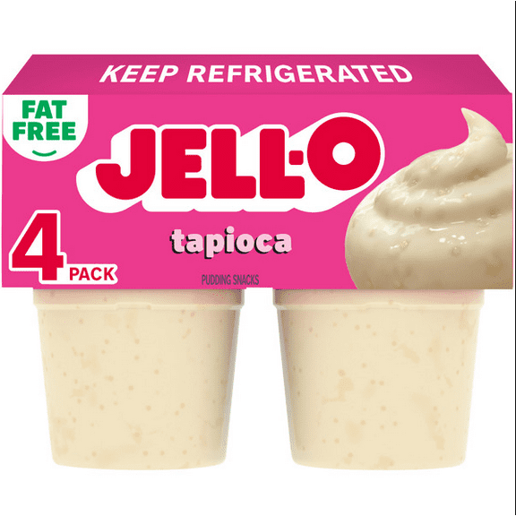 Jell-O Tapioca Fat Free Pudding Cups Snack 4 x 3.88 oz