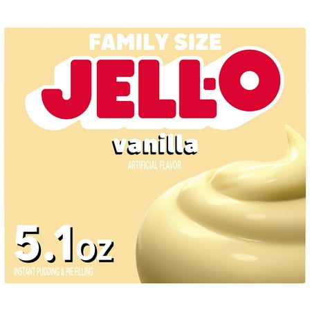 Jell-O Vanilla Artificially Flavored Instant Pudding & Pie Filling Mix, Family Size, 5.1 oz. Box