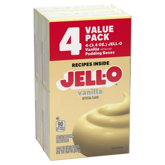 Jell-O Vanilla Instant Pudding & Pie Filling Mix Value Pack, 4 ct Pack, 3.4 oz Boxes