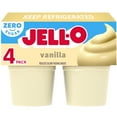 Jell-O Vanilla Sugar Free Refrigerated Pudding Snack, 4 Count, Plastic Cups