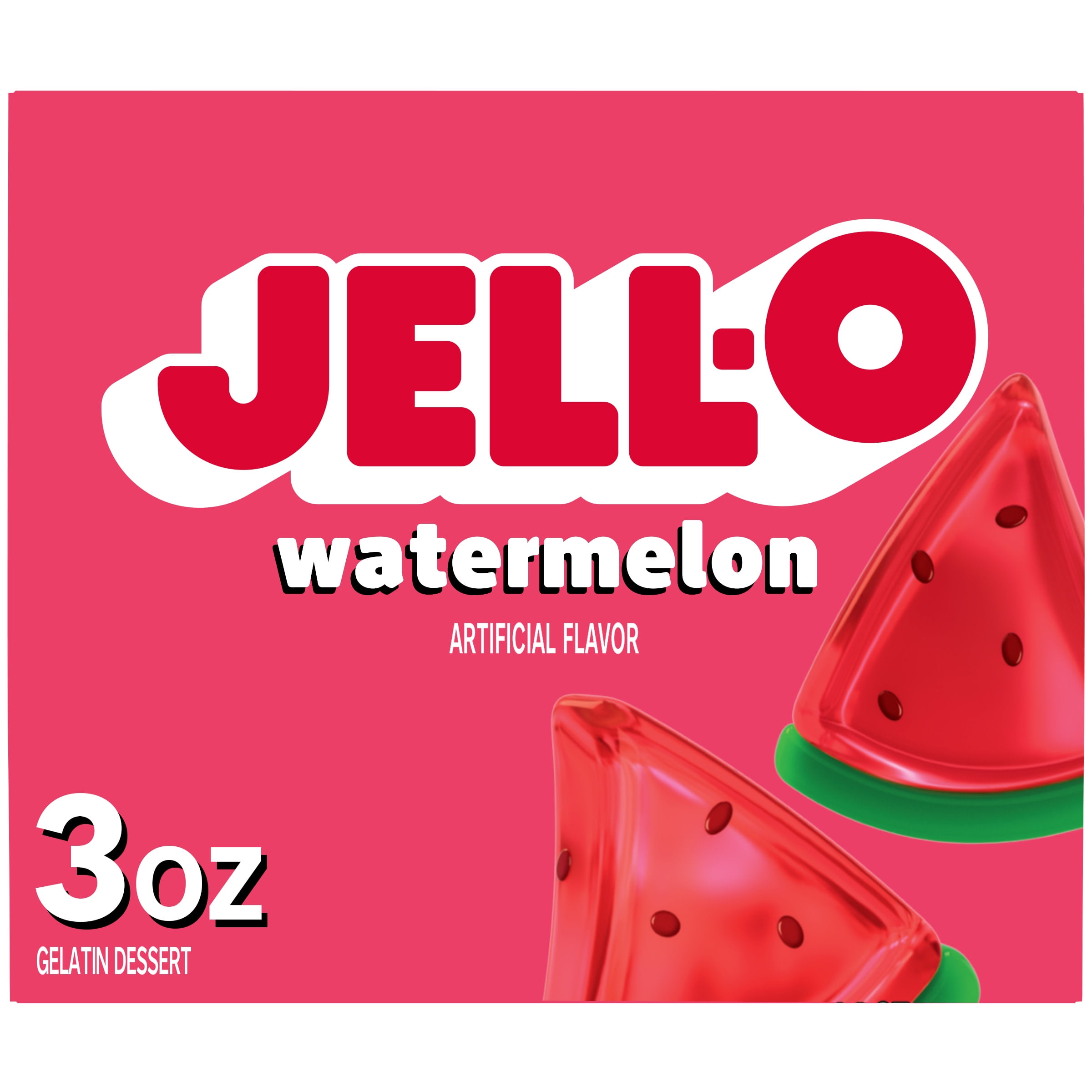 JellO Watermelon Artificially Flavored Gelatin Dessert Mix, 3 oz Box