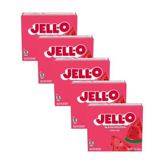 Jell-O Watermelon Gelatin Dessert Mix, 3 OZ (Pack - 5)