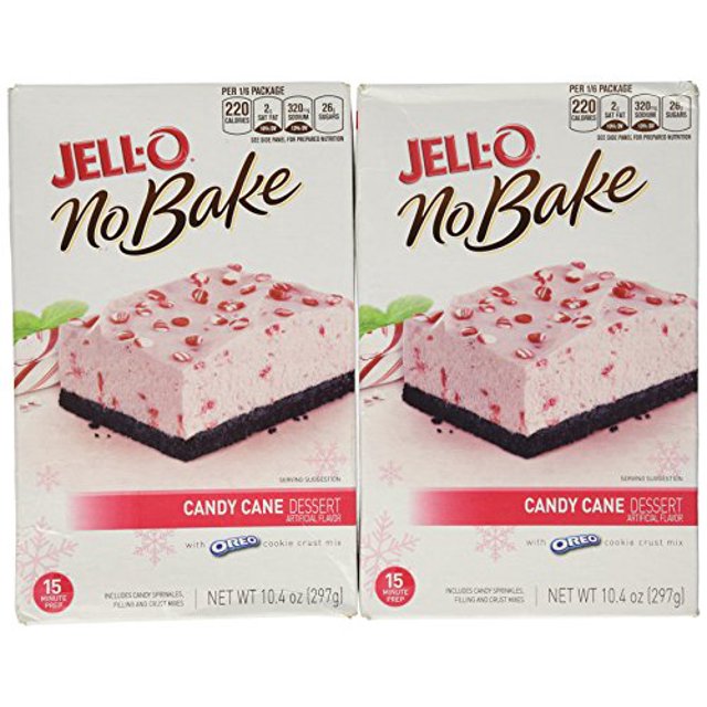 Jello Candy Cane No Bake Dessert with Oreo Cookie Crust (2 Pack