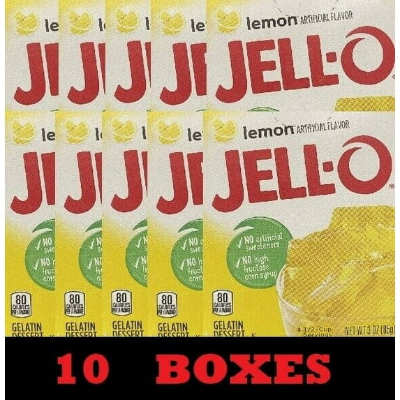 Jell-o Gelatin Lemon, 3 Ounce Pack of 10-5262966754
