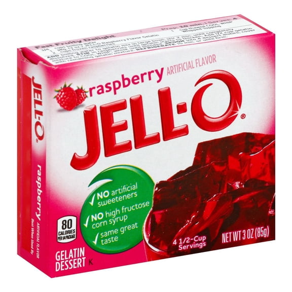 (24 pack) Jell-O Raspberry Gelatin Dessert Mix, 3 oz Box