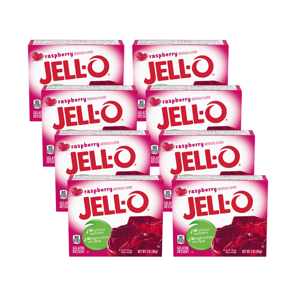 Jell-o Gelatin Raspberry, 3 Ounce Pack of 8 - Walmart.com