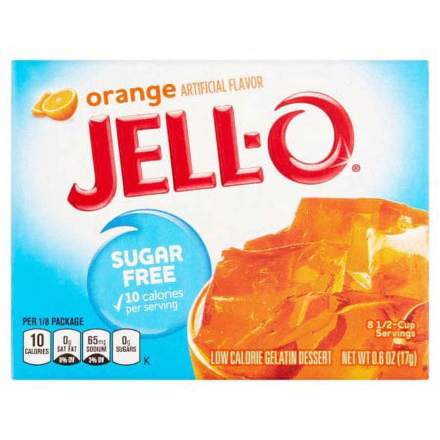 Jell-o, Low Calorie Sugar Free Gelatin Dessert, Orange (Pack of 10)