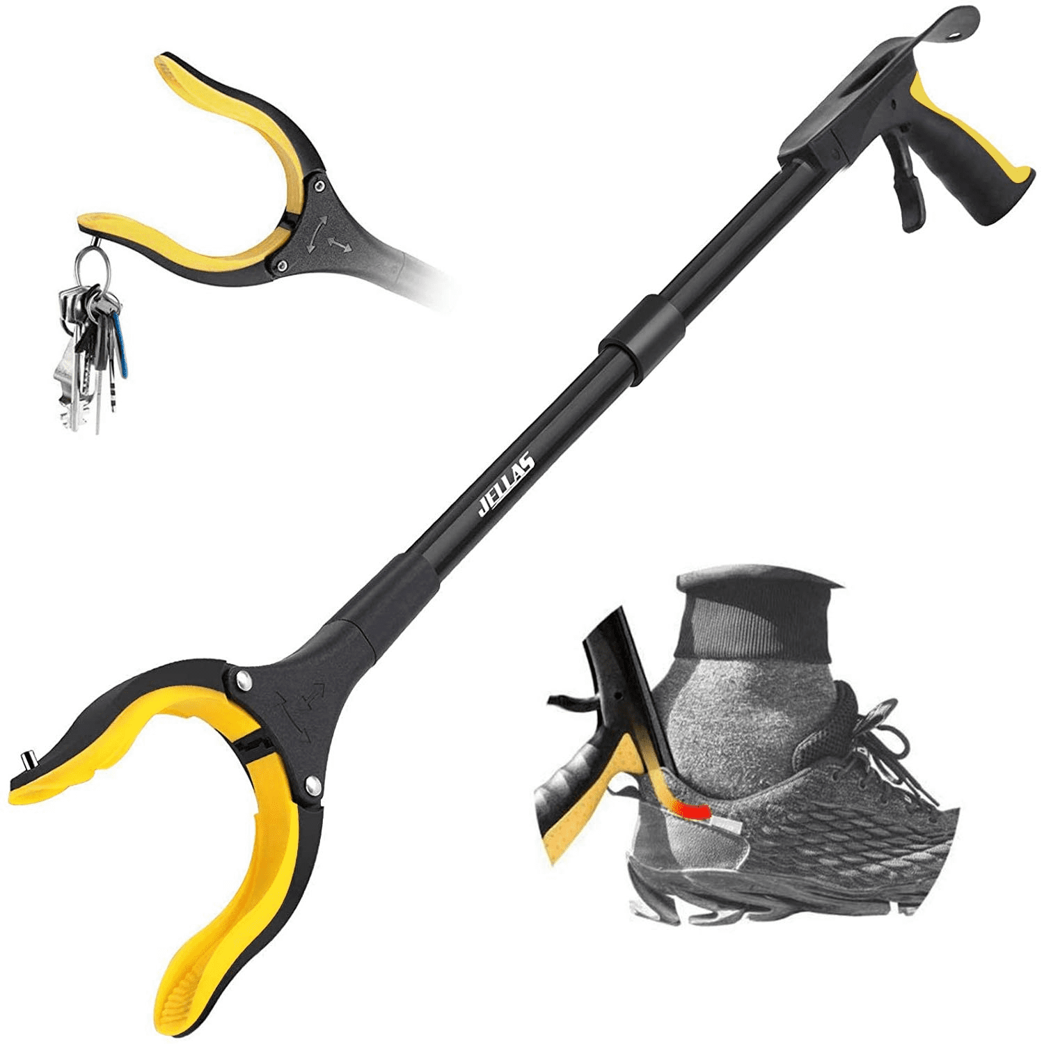 Jellas 32" Foldable Reacher Grabber Tool, Grabber Reaching Aids Arm
