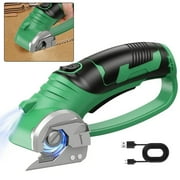 Jellas Cordless Electric Scissors, Cardboard Cutter, Rechargeable Powerful 4V Scissor Cutting Tool for Cardboard, Fabric, Leather, Green