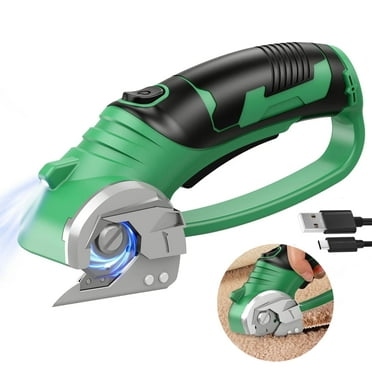 Jellas Cordless Electric Scissors, Cardboard Cutter, Rechargeable Powerful 4V Scissor Cutting Tool for Cardboard, Fabric, Leather, Green