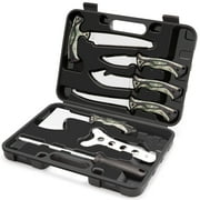 Jellas 10 Pieces Hunting Knife Set, Fixed Blade Knife Hunting Field Dressing Kit, Compact Skinning Knives for Camping Fishing, Portable Survival Kit Camping Tool Set, Camping Gear