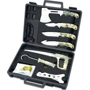 Jellas Deer Hunting Knife Set with Storage Case, 13 Pieces Butcher Kit, Fixed Blade Skinning Knife for Camping, Fishing