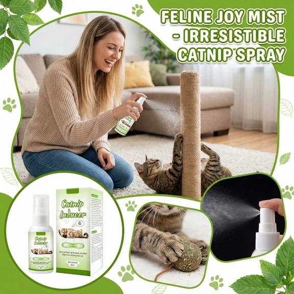 Jellico Cat Mint Spray 60Ml, Natural Catnip Inducer With Perillene For Fidgety Cats, Fresh Herbal Scent For Happy Relaxation