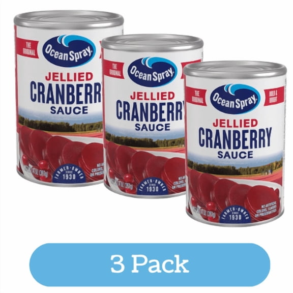 Jellied Cranberry Sauce Ocean Spray, Canned Side Dish, 14 oz Can.