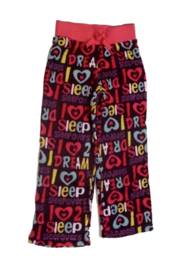 Jellifish Girls Purple Fleece Hearts & Words Sleep Pants Heart Pajama Bottoms M